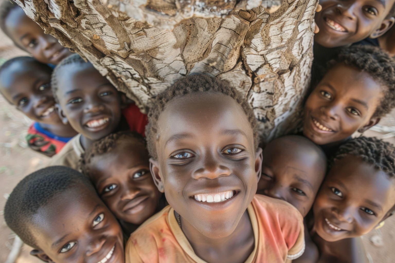 African children smiling together